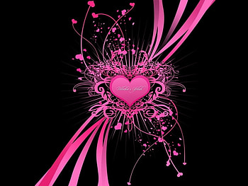 PINK HEART PROD, pink, heart, abstract, ribbon HD wallpaper
