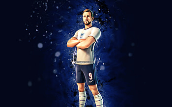 Harry Kane, , blue neon lights, Fortnite Battle Royale, Fortnite characters, Harry Kane Skin, Fortnite, Harry Kane Fortnite HD wallpaper