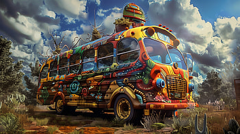 Vibrant Artistic School Bus, school bus HD wallpaper