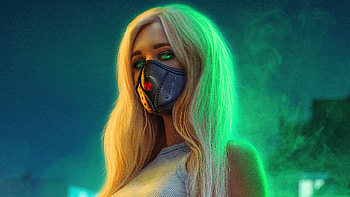 Mask Street Girl , mask, neon, artist, artwork, digital-art HD wallpaper