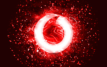 Vodafone red logo, , red neon lights, creative, red abstract background, Vodafone logo, brands, Vodafone HD wallpaper