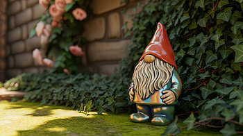 Garden Gnome in Vibrant Garden Setting, garden gnome, gnome, garden, statue HD wallpaper