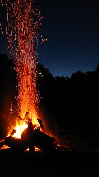 Bonfire, Night Bonfire, Fire HD phone wallpaper