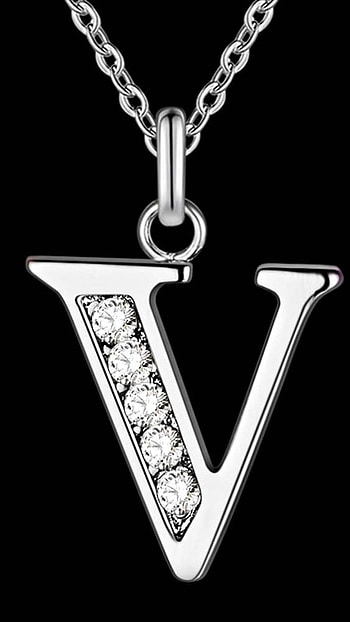 V Letter, Silver, Diamond Locket HD phone wallpaper