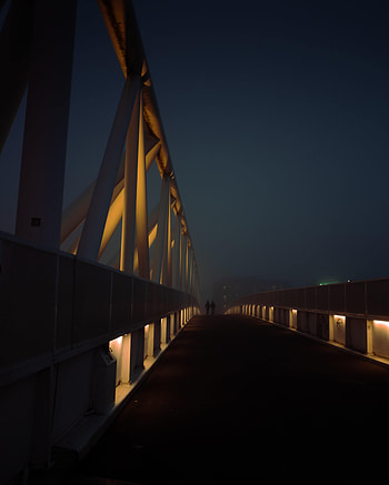 People, Night, Dark, Silhouettes, Bridge HD phone wallpaper
