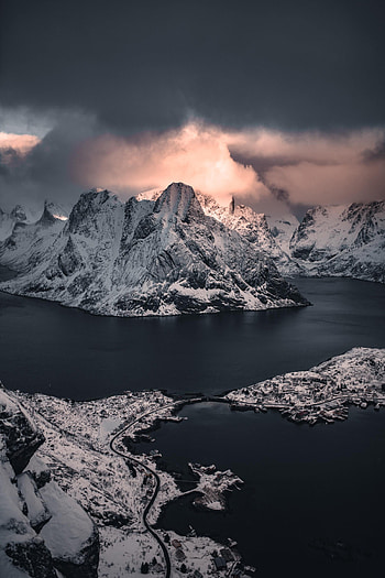 Nature, Mountains, Snow, Lake, Road HD phone wallpaper