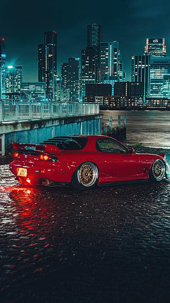 mazda-rx7, red, rx7, automotive_design, car, street, mazda, on HD phone wallpaper