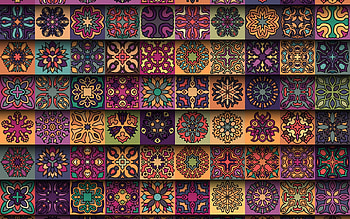 Texture, colorful, purple, mosaic, paper, orange, pattern HD wallpaper