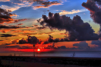 Clouds, sunset, sky, coast HD wallpaper
