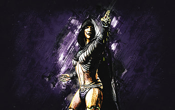 DVorah, Mortal Kombat Mobile, DVorah MK Mobile, Mortal Kombat, purple stone background, Mortal Kombat Mobile characters, grunge art, DVorah Mortal Kombat HD wallpaper