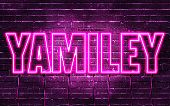 Happy Birtay Yamiley, , pink neon lights, Yamiley name, creative, Yamiley Happy Birtay, Yamiley Birtay, popular french female names, with Yamiley name, Yamiley HD wallpaper