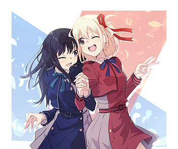 Chisato Nishikigi & Takina Inoue, Takina Inoue, Chisato Nishikigi, Anime, Lycoris Recoil HD wallpaper