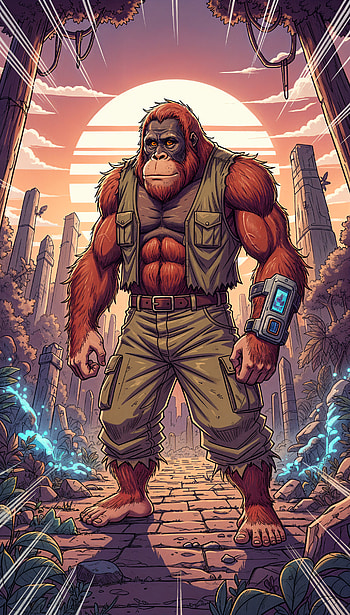 Sunset Sentinel — Orangutan Jungle HD phone wallpaper