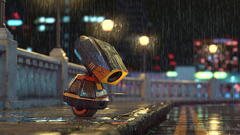Mail Robot , scifi, robot, artist, artwork, digital-art, rain HD wallpaper