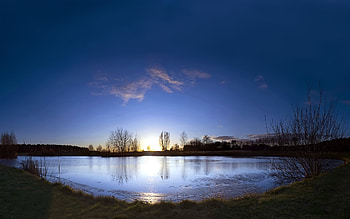 Frosen Lake, winter, night, lake, sunset HD wallpaper