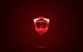 Gabala FK, Azerbaijani football club, red logo, red carbon fiber background, Azerbaijan Premier League, football, Gabala, Azerbaijan, Gabala FK logo HD wallpaper