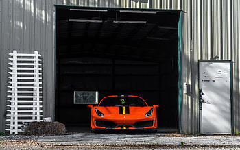 Ferrari 488 Pista, , front view, exterior, tuning 488 Pista, orange 488 Pista, italian supercars, Ferrari HD wallpaper