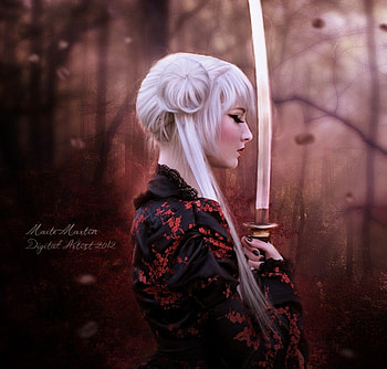 A Moment of Peace, lady, fantasy, samurai, peace, warrior HD wallpaper