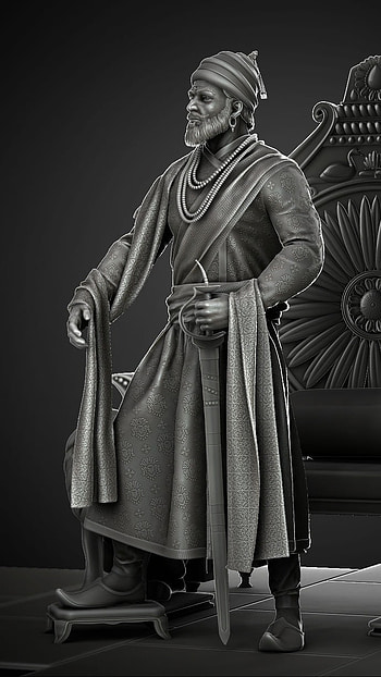 Shivaji Maharaj 3d, Black And White HD phone wallpaper
