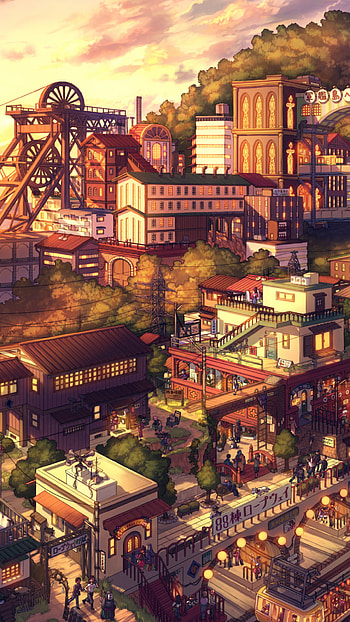 Anime, city, anime city HD phone wallpaper