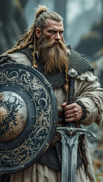 Viking Valor: An Epic , viking, shield, warrior, medieval, sword HD phone wallpaper