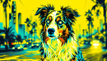 Australian Shepherd: Vibrant Ultra, australian shepherd, dog, colorful, portrait, urban HD wallpaper