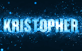 Happy Birtay Kristopher, , blue neon lights, Kristopher name, creative, Kristopher Happy Birtay, Kristopher Birtay, popular american male names, with Kristopher name, Kristopher HD wallpaper