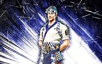 Sushi Master, grunge art, Fortnite Battle Royale, Fortnite characters, blue abstract rays, Sushi Master Skin, Fortnite, Sushi Master Fortnite HD wallpaper