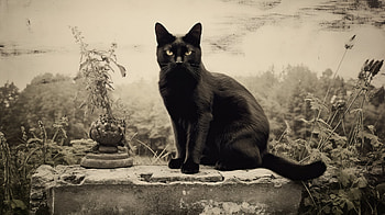 Majestic Black Cat, Black Cat, Animal, cat HD wallpaper