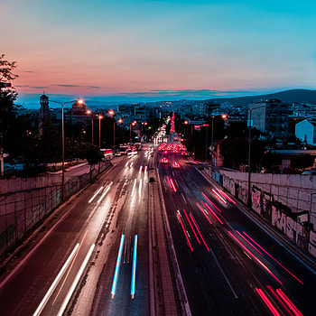 Cities, City, Lights, Movement, Traffic, Long Exposure, Evening, Avenue HD phone wallpaper