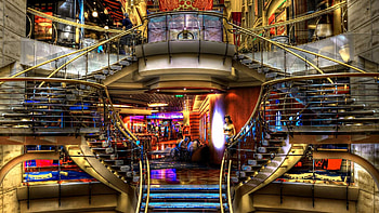 stairs in a theater r, r, stairs, light, theater HD wallpaper