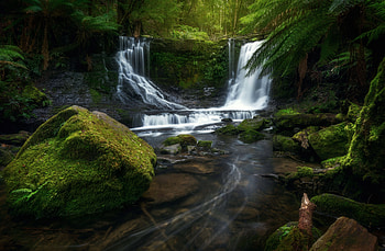 Waterfalls Stones , waterfall, forest, nature HD wallpaper