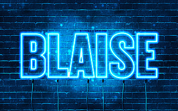 Happy Birtay Blaise, , blue neon lights, Blaise name, creative, Blaise Happy Birtay, Blaise Birtay, popular french male names, with Blaise name, Blaise HD wallpaper