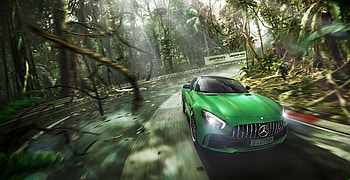 Green Mercedes Benz AMG GT R, mercedes-amg-gtr, mercedes, cars, 2018-cars, behance HD wallpaper