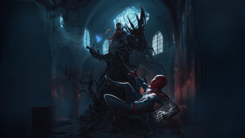 Spiderman Vs Venom Dynamic Fight, spiderman, venom, superheroes, artwork, digital-art, ai HD wallpaper