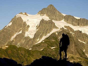 Nature, Mountains, Snow, Silhouette, Human, Person, Climber, Mountaineer HD wallpaper