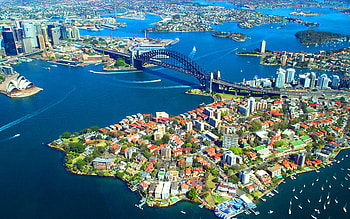 Aerial view, Sydney Harbor Bridge HD wallpaper