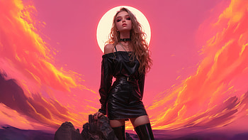 Black Dress Moody Girl, black-dress, artist, artwork, fantasy-girls, art, digital-art, ai HD wallpaper