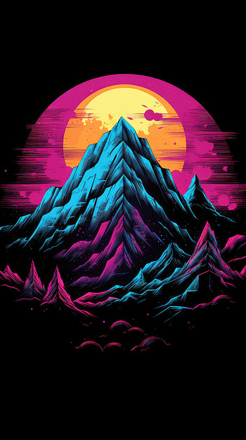 Colorful Dark Mountain, colorful, dark, black, nature, mountain, dark nature HD phone wallpaper