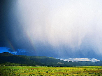 Rain_Cloud, blue, rain, grass, mountain, green, nature, sky, water, cloud HD wallpaper