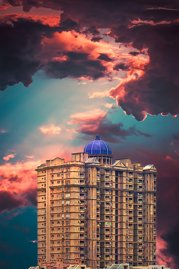 Sky, Clouds, Building, Miscellanea, Miscellaneous, Facade, Dome HD phone wallpaper