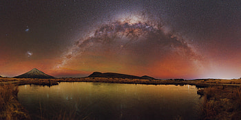 Frozen Tarn Mount Taranaki , mountains, nature, milky-way HD wallpaper