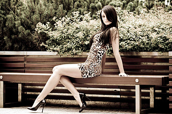 Girl Sitting On Bench , girls, model HD wallpaper