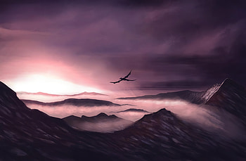Dragon Flying Over The Mountains , dragon, artist, artwork, digital-art, mountains, deviantart HD wallpaper