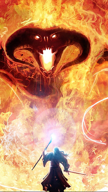 Lord Of The Rings, Balrog, Gandalf, Fire, Tolkien, Magic, Monster HD phone wallpaper