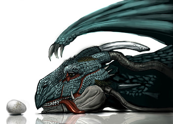 Dragon, blue, egg, white, fantasy, vanipo HD wallpaper