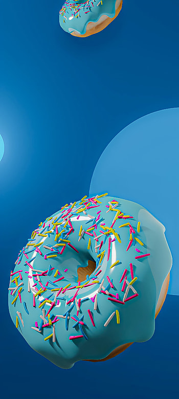 Blue Donut, sky, 3d, cookie, cartoon, animated, hard, soft HD phone wallpaper