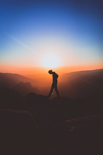 dom, Sunset, Mountains, Dark, Silhouette, Human, Person, Loneliness HD phone wallpaper