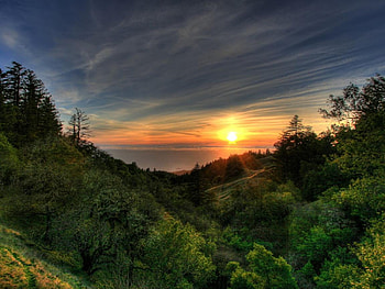 Sunrise Wakeup, blue, sunrise, lake, green, valley, trees, sky, water, forest, sunset, ocean HD wallpaper
