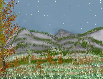 Mountain Night - Hand Drawn , colorful, art, full rez, , artistic, hop, full resolution, hand drawn, pencil, mountains HD wallpaper